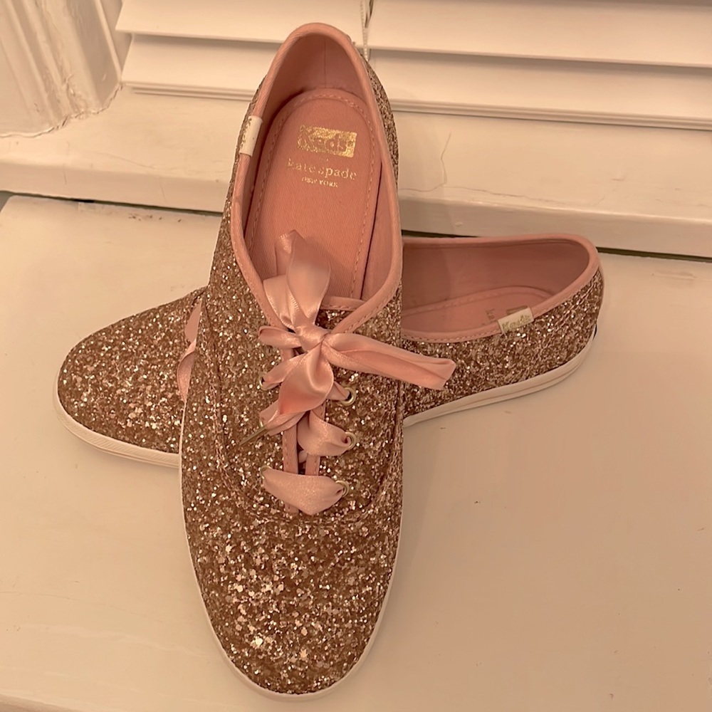 Kate Spade Keds in rose gold glitter